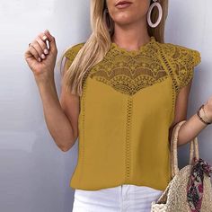 Women Blouse Sexy Sleeveless Lace Ol Office Ladies Shirt Hollow Party Tops Casual Party Blouse, Casual Party Blouse With Vest, Chic Stretch Lace Top For Summer, Casual Tank Blouse For Party, Sleeveless Blouse For Spring Party, Casual Sleeveless Party Top, Spring Sleeveless Blouse For Party, Casual Sleeveless Top For Party, Spring Party Sleeveless Blouse Tops