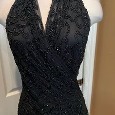 Beautiful Beaded With Pattern Gown. Lined With Back Zipper And Buttons At Back Of Neck. Shirred At Waist Hip Area. From Knees Down Sheer. Fabulous Gown Worn Once. Excellent Condition Elegant Party Gown With Beaded Straps, Elegant Beaded Straps Floor-length Evening Dress, Elegant Floor-length Evening Dress With Beaded Straps, Formal Floor-length Evening Dress With Beaded Straps, Elegant Formal Evening Dress With Beaded Straps, Fitted Gown With Beaded Straps For Party, Fitted Party Gown With Beaded Straps, Sleeveless Beaded Evening Dress For Formal Occasions, Sleeveless Beaded Evening Dress For Formal Events