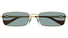 Gucci GG Logo sunglasses model GG1600S rectangle metal frame color code 003 shiny endura gold with gold temple and solid light green lens. Gold Rectangular Sunglasses With Tinted Lenses, Gold Rectangular Tinted Sunglasses, Gucci Gold Sunglasses With Gradient Lenses, Gold Rectangular Sunglasses For Formal Occasions, Formal Gold Rectangular Sunglasses, Gucci Gold Tinted Sunglasses, Gucci Gold Sunglasses With Uv Protection, Gold Rectangular Sunglasses With Gradient Lenses, Color Verde Claro