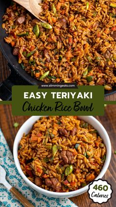 easy teriyaki chicken rice bowl with text overlay