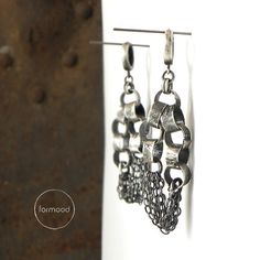 100% sterling silver earrings by studioformood on Etsy Oxidized Silver, Single Earring, Silver 925, Silver Fashion, Sterling Silver Earrings, Beautiful Jewelry, Poland, Silver Earrings, Dangle Drop Earrings