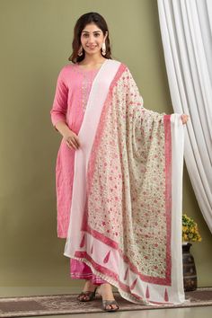 Kurti pant dupatta set Kurti - Cotton Checks with gotta patti work Pant- cotton Dyed with gotta Dupatta - Malmal / Muslin Printed Dupatta Kurti - Cotton  Dupatta / Stole / scarf - Cotton ( Length - 2.2 to 2.25 mtr ) Embroidery : Beautifully hand embroidered on borders to make it more graceful Wash Care : Dry Clean Only Size - 38-40-42-44-46 Quality: 100 % Guaranteed Stitched: Yes Full Stitched Sleeve length: 3/4 sleeve Pockets: No Leg/hem length: Mid-calf Neckline: Boat Kurta style: Straight Fabric technique:  Embroidered Wash Care: Dry Clean. Shipping - We use globally known Logistics for best services like Fed-Ex, DHL, India Post. It usually takes around 7 - 15 day to deliver in Standard Delivery OR 3 - 7 Day in Express. Return - We gladly accept return in light of Etsy Guidelines. Pleas Semi-stitched Palazzo Set With Dupatta For Diwali, Zari Work Cambric Dupatta, Pista Green Cambric Set With Dupatta, Diwali Gota Work Churidar, Semi-stitched Palazzo Set With Straight Kurta And Dupatta, Semi-stitched Cambric Anarkali Set For Diwali, Pista Green Mulmul Sets With Dupatta, Festival Palazzo Set In Cambric, Semi-stitched Cotton Sharara With Gota Work