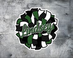 the word landesy in green and black on a metal background with an abstract design