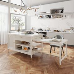 the kitchen is clean and ready to be used for cooking or baking, as well as other things