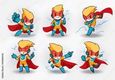 cartoon character with various poses and expressions for animation