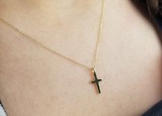 14K SOLID YELLOW GOLD SMALL CROSS NECKLACE Here is a dainty, delicate and simple, yet classy minimalist Cross Necklace. This is 14k Solid Gold. (We do not sell filled or plated jewelry) Perfect for everyday use. Metal : 14K Solid Gold Necklace Length : 17 inches / 42.5cm Cross Height : 16mm Cross Width : 8mm ---Absolutely stunning. Comes in a gift box. ---Shipping Policy---- Item will be shipped within 1-3 business days of receiving full payment. ---Return Policy--- -You may return the unused it Minimalist Gold Jewelry For Baptism, Yellow Gold Cross Necklace, Butterfly Necklace Gold, Evil Eye Necklace Gold, Heart Necklace Diamond, Aquamarine Necklace, Gold Cross Necklace, Solid Gold Necklace, Small Crosses