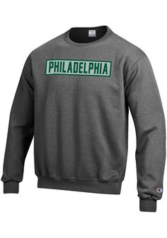 Whether you?re getting a Philly cheesesteak, sightseeing, or just love the great city of Philadelphia you can do all of those wearing this cozy crew, we have just for you! Philadelphia being the Birthplace of America carries a lot of honor and history. Housing some of the most delicate historical artifacts such as the liberty bell, the declaration of independence, and much more this city is monumental. So, show your love for this city, and let people know why you love it! Rib knit at neck, Rib k Winter Sports Cotton Activewear, Winter Cotton Activewear For Sports Events, Collegiate Moisture-wicking Sweatshirt For Sports, University Logo Long Sleeve Sweatshirt For Sports, Sports University Logo Cotton Sweatshirt, Collegiate Gray Sweatshirt For Sports, University Logo Sweatshirt For Sports, University Logo Sports Sweatshirt, Collegiate Cotton Crew Neck Activewear