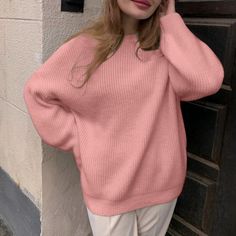 Autumn Winter Warm Knitted Cashmere Sweaters Women Loose Causal Fashion Sweater Soft Basic White Lady Knitwear Jumper New Army Green Pants, Women Sweaters Winter, Cashmere Sweater Women, Sweater Oversize, Long Sleeve Jumper, Professional Wardrobe, Warm Sweater, Sweater Outfit, Pants Outfits