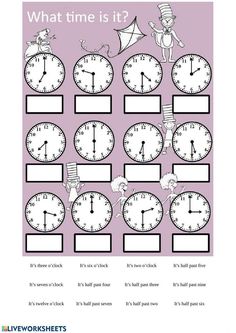 This sheet allows students from the second grade of elementary school to learn how to tell the time by looking at watches. 

Save this pin for your next lesson! English Liveworksheet, Live Worksheet, Tense Worksheet, Past Tense Worksheet, English Tutor, Vowel Activities, 3 Letter Words, Name Tracing Worksheets