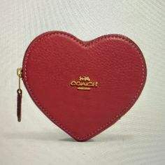 Brand New Coach Pebbled Heart Coin Pouch 4 1/2" X 4 " X 3/4" Rouge Color Coach Wallet With Zipper Pouch As Gift, Compact Coach Wallet As Gift, Heart-shaped Leather Bags For Gifts, Coach Wallet With Coin Pocket For Gift, Coach Wallet With Coin Pocket As Gift, Coach Heart-shaped Bag For Valentine's Day, Coach Bags For Valentine's Day Gift, Heart Coin, Coach Clutch