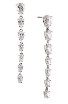 Nadri Social Lights Cubic Zirconia Linear Drop Earrings | Nordstrom Formal Diamond Drop Chandelier Earrings, Classic Cubic Zirconia Chandelier Earrings For Formal Occasions, Classic Formal Chandelier Earrings In Cubic Zirconia, Formal Chandelier Earrings With Brilliant Cut Cubic Zirconia, Cubic Zirconia Drop Chandelier Earrings, Pear-shaped Cubic Zirconia Diamond Earrings For Evening, Diamond White Teardrop Chandelier Earrings For Evening, Formal Fine Jewelry Linear Cubic Zirconia Earrings, Glamorous Teardrop Diamond Earrings For Formal Occasions