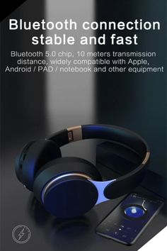 the bluetooth connection stable and fast headset is shown with an iphone next to it