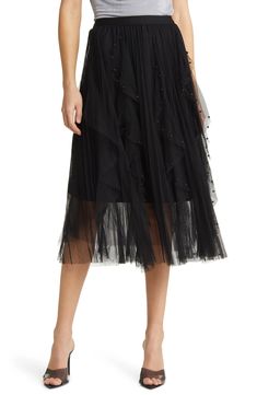 NIKKI LUND Wendy Beaded Tulle Skirt | Nordstrom Woman Bedding, Beaded Skirt, Outfit Wedding Guest, Brown Fits, Beaded Tulle, Day To Night, Women's Skirts, To Night, Comfortable Dress