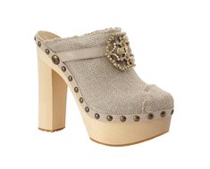 Women's Chanel Shoe Platform Clog Limited Edition Jewel Hardware 40.5 / 10.5 New For Sale Shoe Platform, Platform Clogs Shoes, Shoes Beige, Clogs And Mules, Platform Clogs, Beige Shoes, Denim Shoes, Jimmy Choo Shoes, Clogs Shoes