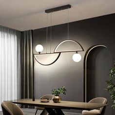 "2 Semi Circles Globes Design Pendant Lighting LED Kitchen Lighting Dining Room Lighting Ceiling Light" Metal Dining Room, Island Light Fixtures, Light For Dining Room, Black Dining Room, White Chandelier, Design Lighting, Table Modern, Luxury Dining, Kitchen Pendant Lighting