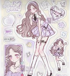 a drawing of a girl with long hair and high heels holding a cell phone in her hand