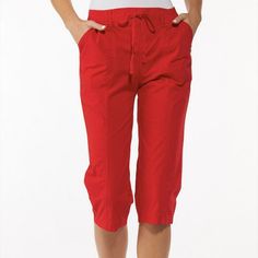 Cato Red Utility Capri Pants With Front And Back Pockets. Easy Pull On Style With Elastic Waist And Functional Drawstring. Plus Size 26/28w. Material Is 98% Cotton, 2% Spandex. Inseam Is 18". Waist Is 45" And Stretches To 60". Hip Is 60" Relaxed And Stretches To 66". New With Tags. Smoke Free, Pet Free Home. Casual Red Short Leg Bottoms, Casual Red Summer Capris, Casual Red Short Pants, Red Casual Shorts, Red Spring Short Pants, Red Bottoms With Elastic Waistband And Short Leg, Stretch Red Shorts With Pockets, Red Stretch Shorts With Pockets, Red Short Cotton Pants