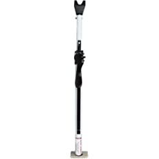 a black and white pole with an umbrella on it's end, in front of a white background