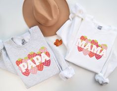 Welcome to Burma Apparel 🌸 Custom Berry First Birthday Family Matching Sweatshirt, Strawberry Birthday Outfit, First Birthday Party Mommy and Me Mama Daddy Strawberry  Our soft and comfortable shirts are printed, pressed and shipped to you from our boutique. Enjoy your shopping!🛍️ ✔️Please make sure you check our size cards before you place your order.  ✔️Please send me a message for all your questions and suggestions. It is my pleasure to assist you! **Group t-shirts are not sold as a set. Th Graphic Print Sweatshirt For Birthday And Mother's Day, Mother's Day Birthday Graphic Print Sweatshirt, White Sweatshirt For Mother's Day, Long Sleeve T-shirt For Mother's Day Birthday, Long Sleeve T-shirt For Birthday And Mother's Day, Berry First Birthday, Comfortable Shirts, Strawberry Birthday, Text Shirt