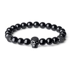 PRICES MAY VARY. This stone beaded bracelet is made of 12*10*7mm CZ pave skull charm, 8mm Black Tourmaline stone Durable elastic string, for wrist size of 6.25-7"(16-18cm), makes this skull bracelet easy to slide on and off This Skull bracelet can be used as an ornament, primitive nature, bold and bold, to the wearer to add a wild charm Gemstone crystal bracelet becomes a latest trends jewelry; Black Tourmaline bracelet is said to bring good luck and helps to make your dreams come true Free eleg Skull Bracelet Men, Black Tourmaline Bracelet, Black Tourmaline Stone, Make Your Dreams Come True, Viking Bracelet, Obsidian Stone, Tourmaline Bracelet, Skull Bracelet, Tourmaline Stone