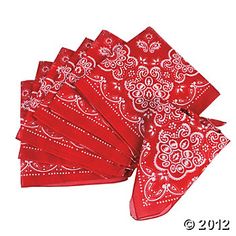 red napkins with white designs on them