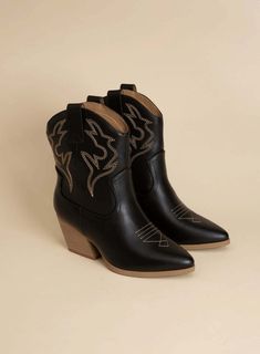 Blazing-S Western Boots - Rocca & Co Western Silhouette, Embellishment Embroidery, Beach Sunglasses, Boots Style, Western Booties, Pointed Heels, Shoe Boutique, Cloth Material, Active Wear Leggings