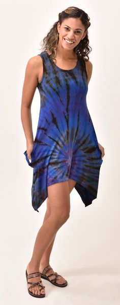 "Our versatile Tie-Dye Pocket Sundress is perfect for a day in the country or an evening out on the town. With tank top, fairy cut bottom hem and two pockets, this cool and comfortable dress is sure to become one of your favorites. Tank top with fairy cut bottom hem Two pockets Rayon / Spandex Machine washable RAYON SPANDEX BLEND - Luxuriously soft and stretchy, our exclusive blend drapes like a dream and moves with your body. The durable, medium-weight fabric is flattering and elegant, wrinkle- Vintage 20s Dresses, Gatsby Dresses, Sundress Boho, Gatsby Party Dress, 1920s Fashion Dresses, 20s Dresses, Flapper Dresses, 1920's Style, Reverse Tie Dye