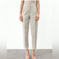 Brand New - Dress Pants Women: High Waisted Pants, Work Pants For Women, Tapered Leg Pants, Cropped Length, No Belt Loop, No Stretch, Relaxed Fit Business Casual Pants, Small V-Shaped Detail At Back Of Waist, This Unique Style Womens Work Pants Can Makes You More Attractive And Charming Classic Cropped Leg Dress Pants For Office, Solid Spring Dress Pants With Tapered Leg, Spring Office Wear Solid Color Pantsuit, Elegant Cropped Leg Dress Pants For Work, Spring Office Tapered Leg Dress Pants, Spring Tailored Pantsuit, Spring Tailored Pantsuit With Trousers, Tailored Spring Pantsuit With Trousers, Elegant Cropped Leg Dress Pants For Office