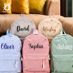 Custom Name Kids School Bags, Personalized Embroidered Toddler Backpack, Corduroy Backpack for Student, Back to School Gifts for Kids Discover our dedication to exceptional quality and unique personalized style. Don't miss out on our fantastic offer - a 70% discount on our entire collection! Hurry, this limited-time deal won't last long. Share the happiness with your loved ones and create lasting memories with our expertly crafted items. ✨ *Features*: - Made from premium corduroy material 💎 - Dual adjustable shoulder straps and a top handle 🎒 - Embroidered to perfection ✨ - Individually customized by hand, so the actual product may slightly differ from the picture. Color variations may also occur due to monitor settings 🌈 📏 *Size Disclaimer*: Garment measurements may vary +/-0.5-1.5 in School Gifts For Kids, Back To School Gifts For Kids, Corduroy Backpack, Kids School Backpack, School Birthday, Cute Birthday Gift, Toddler Backpack, School Bags For Kids, Back To School Gifts