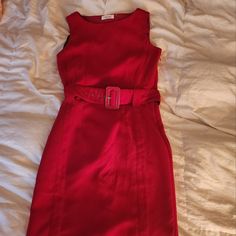 Tahari Belted Sheath Dress Red Size 4 Nwot Red Sheath Mini Dress For Formal Occasions, Formal Red Sheath Mini Dress, Red Fitted Mini Dress For Office, Fitted Red Mini Dress For Office, Elegant Red Belted Midi Dress, Red Mini Dress For Work, Fitted Red Lined Midi Dress, Red Knee-length Office Mini Dress, Red Belted Midi Dress For Formal Occasions