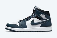 Air Jordan 1 Mid ‘Armory Navy’ Jordan 1 Mid Armory Navy, Jordan 1 Mid Women, Retro Jordans, Jordan Wings, Jordan 1 Mid White, Nike Air Jordan 1 Mid, Mid Top Sneakers, Mens Athletic Shoes, Modern Shoes