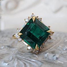 Her Highness Emerald Diamond Ring in 14K and 18K Gold, 5.37ct – Tippy Taste Jewelry Emerald Gemstone Ring, Sparkle Accessories, Morganite Diamond Ring, Emerald Ring Vintage, Emerald Rings, Green Emerald Ring, Wedding Promises, Morganite Diamond, Emerald Diamond Ring