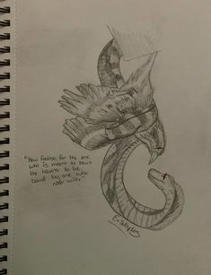 a drawing of a dragon with writing on it's back and the tail curled up