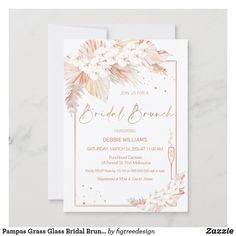 the bridal bridal bridal party card is shown in gold and pink flowers