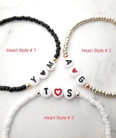 Name Bracelet Initial Bracelet Custom Name Bracelet Name image 2 Name Bead Bracelet, Bracelet Couples, Bracelet Name, Bracelet Initial, Couples Bracelet, Letter Bracelet, Bracelet Friendship, Black Bracelet, Initial Bracelet