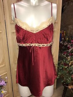 Vintage 100% Silk Burgundy Babydoll Style Camisole S-M | eBay Vintage Italian Style, Red Coquette Sleepwear, Coquette Camisole Sleep Tops, Summer Coquette Camisole Sleepwear, Burgundy Top Outfit, Red Coquette Camisole Sleepwear, Vintage Italian Fashion, Red Sheer Coquette Sleepwear, Frilly Top