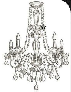 a drawing of a chandelier hanging from the ceiling royalty - free stock photo