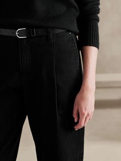 Luxe Mid-Rise Straight Jean | Banana Republic Factory Elegant Stretch Cotton Jeans, Washed Black Fitted Jeans For Work, Fitted Washed Black Jeans For Work, Modern Stretch Cotton Jeans, Modern Slim Fit Cotton Bottoms, Fitted Washed Black Cotton Jeans, Washed Black Bottoms With Straight Hem For Workwear, Modern Straight Fit Cotton Bottoms, Stretch Cotton Jeans For Work