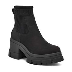 Never underestimate the power of cozy and comfy UGG® Brooklyn Chelsea boots. It features the water proof leather upper and microfiber lining. It also has the round toe design. Synthetic sockliner and foam footbed. Slip-on style. Pull tabs at the back. Lightweight rubber outsole. Imported.