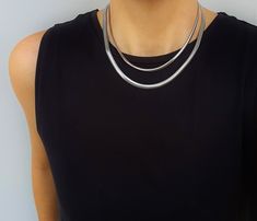 "Flat shiny stainless steel snake chain choker, silver herringbone chunky necklace, dark silver chain choker, simple choker, fashion collar Welcome to my shop! ✈️ DHL EXPRESS SHIPPING AVAILABLE, 1-3 BUSINESS DAYS DELIVERY! ✔️ PLEASE MAKE SURE TO SELECT IT, RIGHT BEFORE YOUR PURCHASE! ❗️ ❗️ DON'T FORGET TO ADD YOUR CELL # AT THE \"NOTE TO SELLER\" SECTION IF YOU CHOOSE DHL! BY FILLING YOUR CELL NUMBER YOU EARN THE BENEFIT TO CHOOSE BETWEEN 6 DIFFERENT DELIVERY OPTIONS! INSTRUCTIONS WILL BE SENT T Trendy Silver Snake Chain Choker, Silver Herringbone Snake Chain Necklace, Silver Snake Chain Choker Necklace For Gift, Silver Minimalist Herringbone Necklace, Silver Minimalist Herringbone Choker, Trendy Silver Herringbone Snake Chain Necklace, Silver Herringbone Necklace With Snake Chain, Trendy Silver Herringbone Necklace, Choker Simple