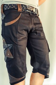 Mens Pants Details, Mens Festival Wear, Leather Burning, Mens Festival Fashion, Star Tetrahedron, Rave Festival Outfits, Leather Applique, Apocalyptic Fashion, Mens Leather Pants