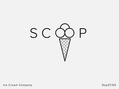 an ice cream company logo with the word scop on it's front corner