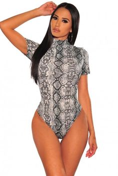 Detail•Keep your looks fierce and sexy with our snake print bodysuit•Mock neckline, short sleeves and best fitting stretchy fabric•The snake print is sexy wild to attract•Thong bottom with high cut•Cheap lingerie with bodysuit in thousands of chic styles Style: SexyPattern: PatchworkSize Type: RegularPackage: Each Piece In One Pp BagColor: GrayCategory: BodysuitsOccasion: BedtimeNeckline: StandPackage Contents: 1 X PieceSpecial Use: Exotic ApparelCategory: Bodysuits Size Chart (CM) Sizes Bust Wa Cheap Lingerie, Body Lingerie, Leotard Tops, Long Sleeve Leotard, Grey Bodysuit, Clubwear For Women, Body Top, Mesh Bodysuit, Bodysuit Lingerie