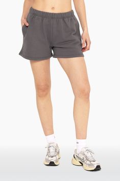 SET™ EMBROIDERED HEAVYWEIGHT SWEATS SWEAT SHORTS IN GRAPHITE Everyday Activewear With Built-in Shorts, Athleisure Bottoms For Everyday Wear, Athleisure Bottoms For Everyday, Short Length, Athleisure Short-length Bottoms For Everyday, Short Athleisure Bottoms For Everyday, Stretch Athleisure Shorts For Everyday, Solid Color Athletic Shorts With Relaxed Fit, Solid Color Relaxed Fit Shorts With Comfort Waistband, Relaxed Fit Solid Color Athletic Shorts