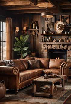 a living room filled with furniture and a fire place