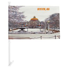 the boston ma state capitol building in winter