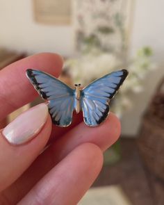 Unique Enamel Blue Butterfly Brooch - Fable England US Fable England, Alice In Wonderland Theme, Botanical Illustration Vintage, Butterfly Brooch, Vintage Botanical, The Freedom, Blue Butterfly, Style Gift, Botanical Illustration