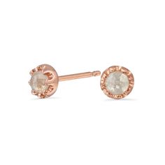 Rose Cut Diamond Diana Stud Earring - 14k rose gold | Fine Collection earrings Amanda K Lockrow Luxury Rose Gold Earrings With Rose Cut Diamonds, Rose Gold Earrings With Single Cut Diamonds, 14k Rose Gold Diamond Earrings With Single Cut Diamonds, Rose Gold Rose Cut Diamond Earrings, Fine Jewelry Rose Gold Diamond Earrings With Rose Cut, Anniversary Rose Gold Rose Cut Diamond Earrings, Anniversary Rose Cut Diamond Earrings In Rose Gold, Rose Gold Earrings With Rose Cut Diamonds, Rose Gold Diamond Earrings With Rose Cut