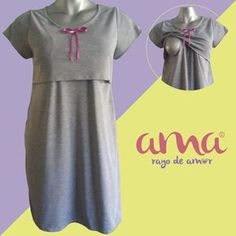 Pijama para maternidad y lactancia. #pijama #lactanciamaterna #amamantar #ropadelactancia Feeding Dress Pattern, Maternity Dress Pattern, Maternity Patterns, Maternity Sewing, Thrifty Fashion, Maternity Nursing Clothes, Breastfeeding Fashion