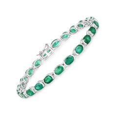 "14k Gold Emerald Bracelet, Natural Zambian Emerald Ovals Gold Bracelet for Women 14k White Gold, 14k Gold Emerald Ovals Tennis Bracelet Wear a beauty on your wrist with this 10.56 ctw Zambian emerald stylish bracelet. Fabulously affordable and full of color, it appeals to the eye and calls to the heart with its genuine oval zambian emerald gemstones set in fine finish 14k white gold. Zambian emerald stylish bracelet for women. A 14k gold emerald tennis bracelet is a stunning accessory that adds Oval Fine Jewelry Bracelet For Anniversary, Green Oval Diamond Bracelet For Anniversary, Oval Gemstone Bracelets For Anniversary, Classic Sterling Silver Bracelet With Oval Gemstone, Classic Sterling Silver Oval Gemstone Bracelet, Classic Oval Gemstone Sterling Silver Bracelet, Oval Green Bracelets Fine Jewelry, Fine Jewelry Green Oval Bracelets, Green Oval Bracelets Fine Jewelry